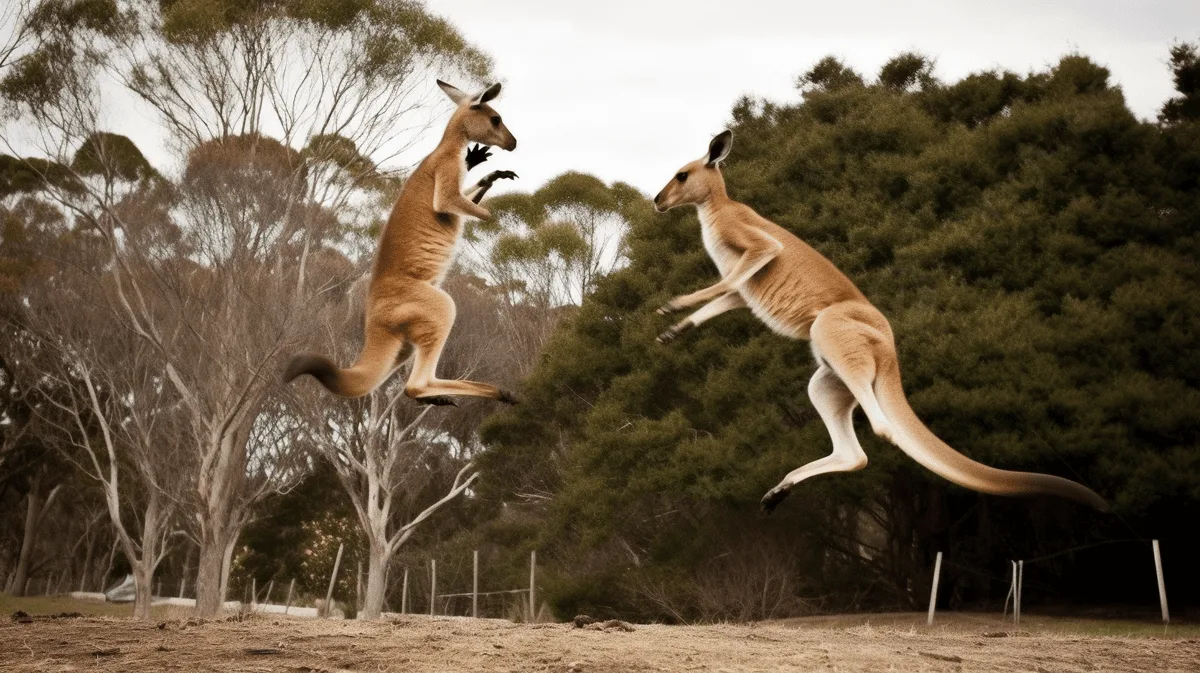 Two Kangaroos That Are Jumping In The Air Background Duel Kangaroo Flying Kick 03 Background