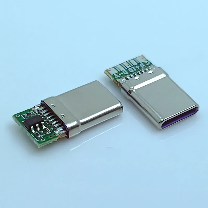 Type C全兼容快充65W公头5芯支持10V6 5A多协议带Ic数据线Diy配件 虎窝淘
