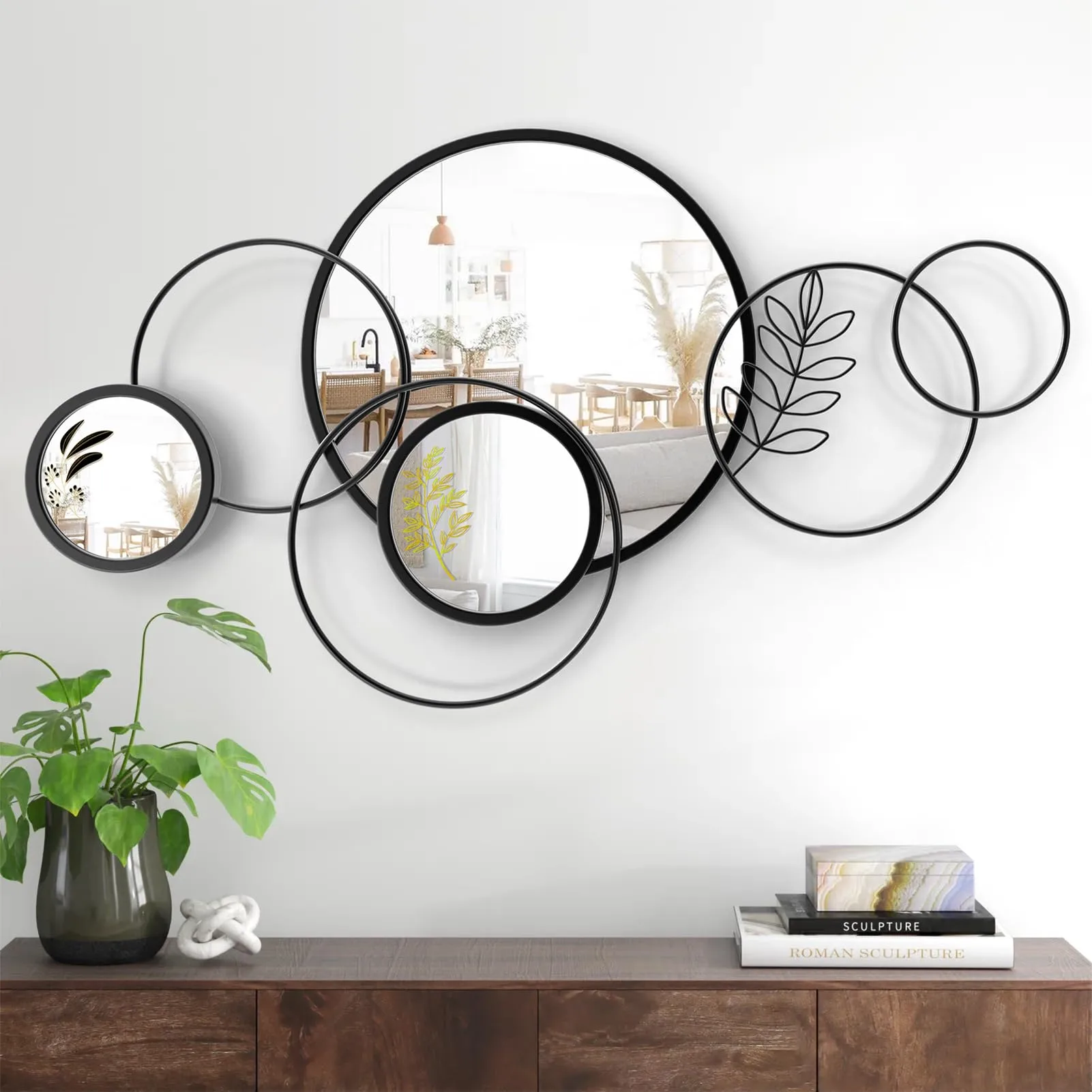 Uaeoo Wall Mirror Decorative Print Mirror Wall Decor Large Round Decorative Mirror