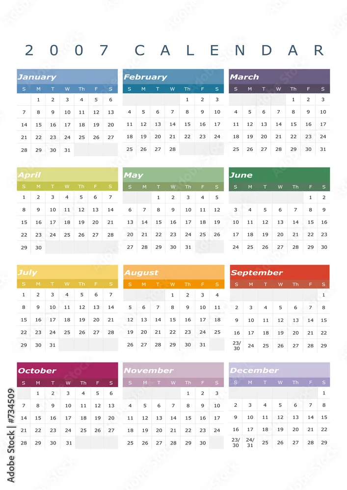 Us Calendar 2007