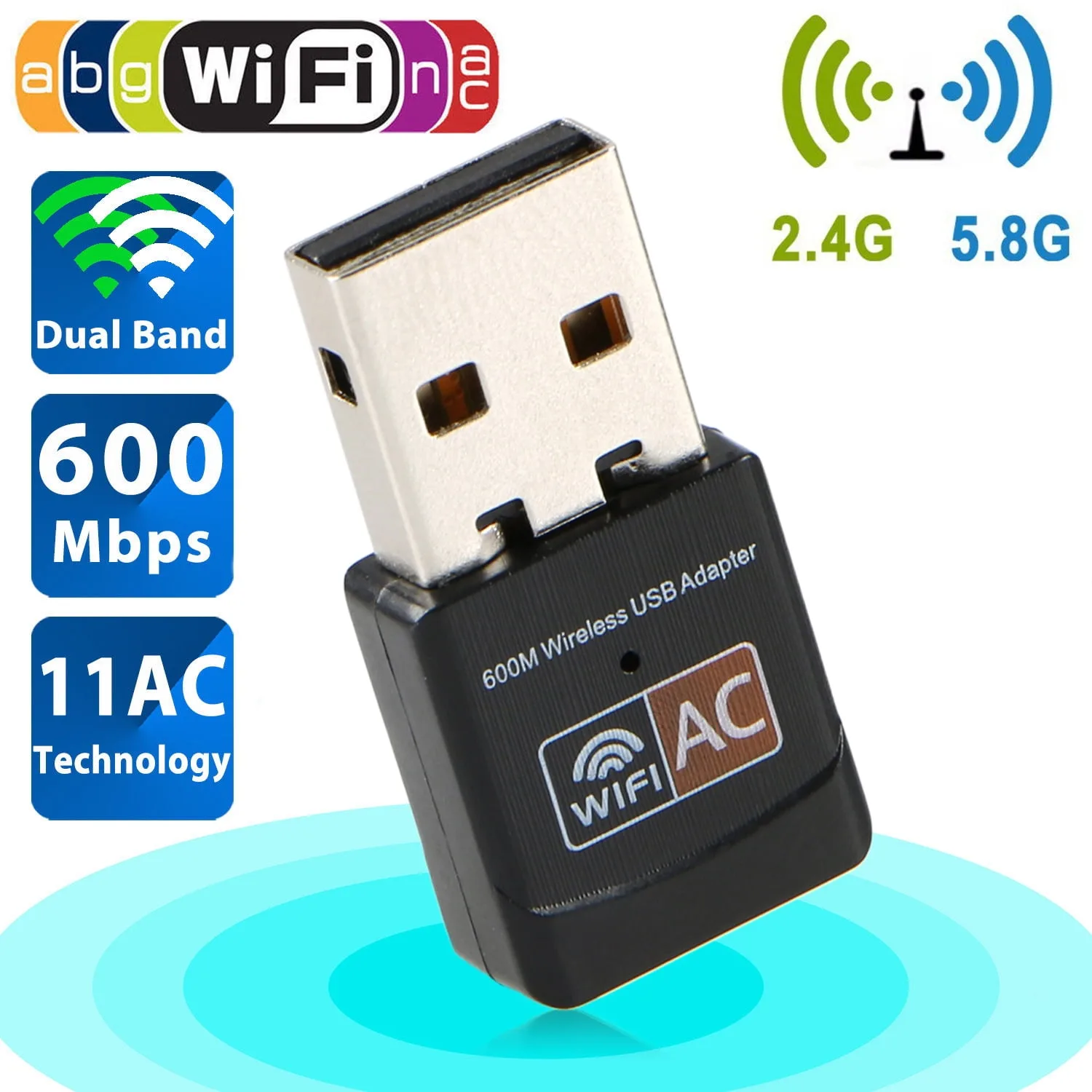 Usb Wifi Adapter For Desktop Pc Tsv 600Mbps Dual Band 2 4G 5Ghz Wireless Network Adapter Mini