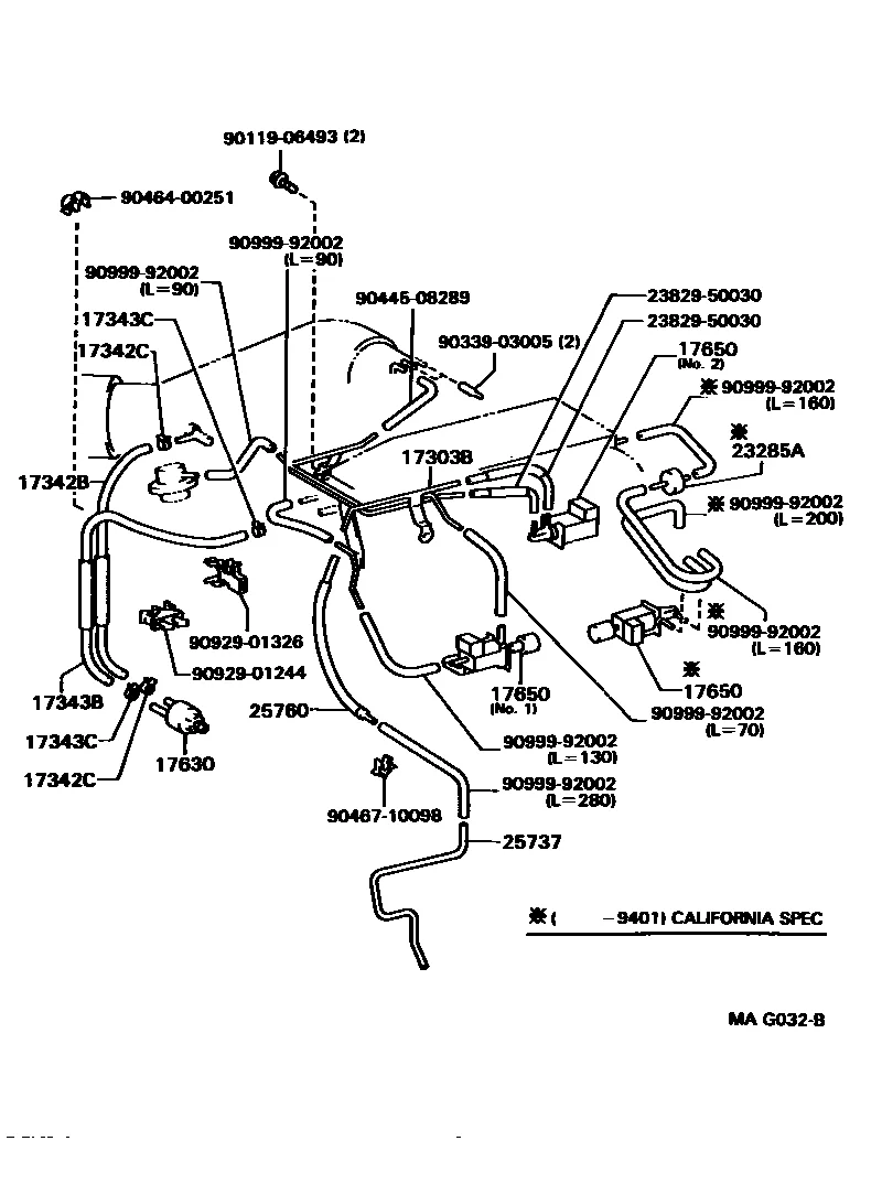 Vacuum Piping For Lexus Ls400 Xf10 1 Generation 05 1989 08 1992 Lexus Car And Auto Spare