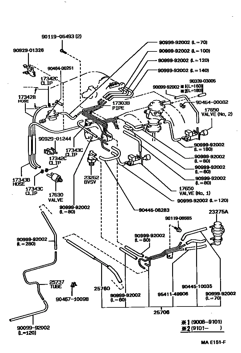 Vacuum Piping For Lexus Ls400 Xf10 1 Generation 05 1989 08 1992 Lexus Car And Auto Spare