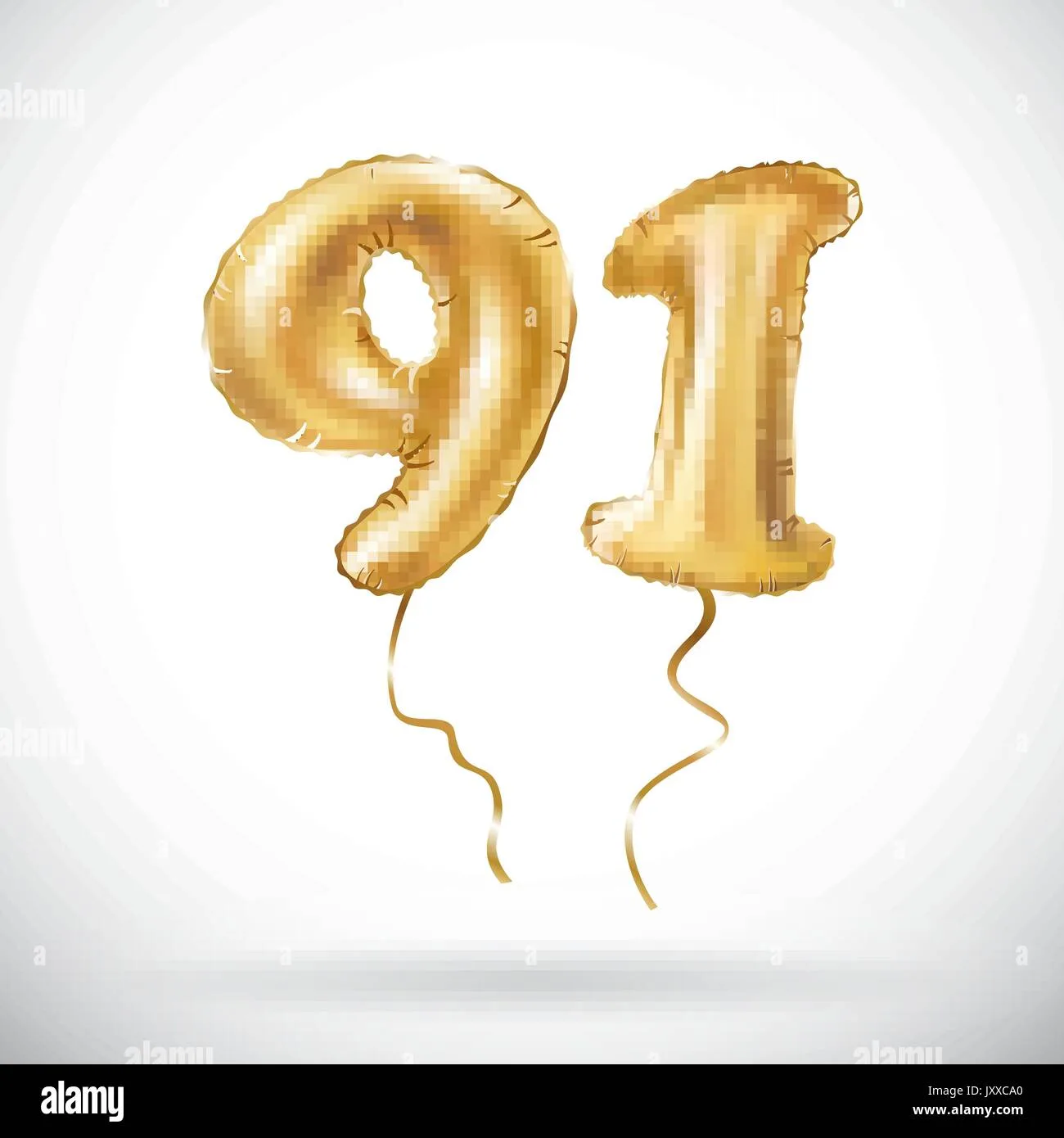 Vector Golden Number 91 Ninety One Metallic Balloon Party Decoration Golden Balloons