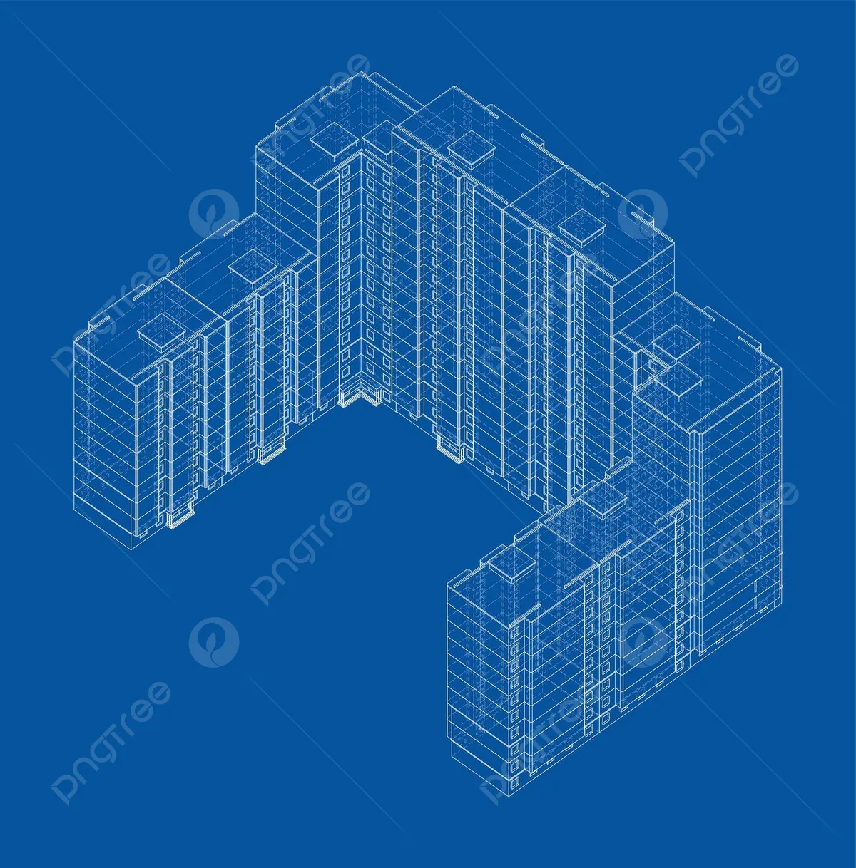 Vector Multi Storey Residential Building Concept Schematic Wire Frame Vector Concept Schematic