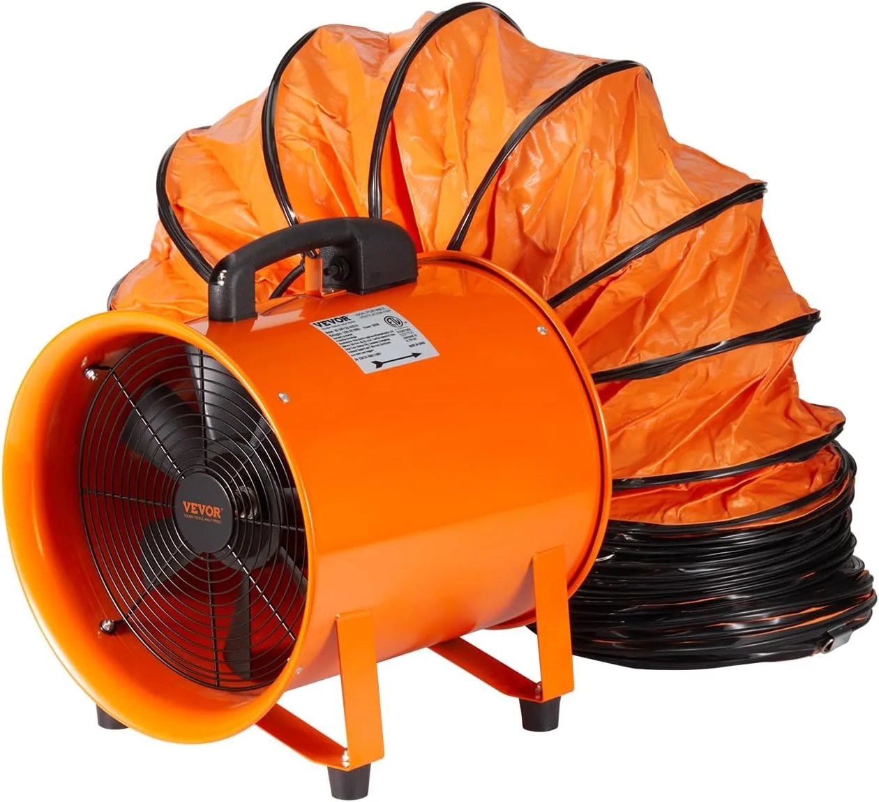 Vevor Portable Ventilator 16 Inch Heavy Duty Cylinder Fan With 33Ft Duct Hose 1350W Strong