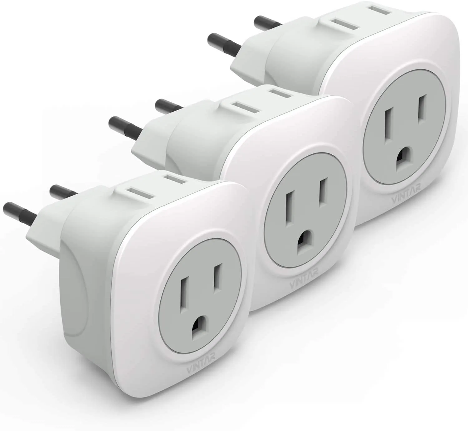 Vintar 3 Pack European Plug Adapter Travel Adapter For Europe Us To Europe Plug Adapter