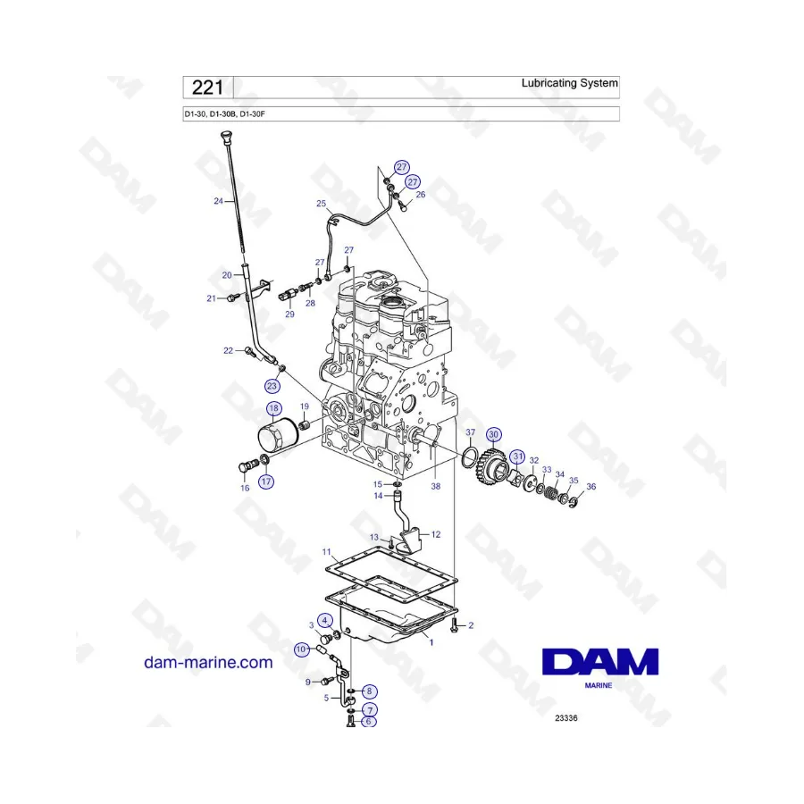Volvo Penta D1 30 D1 30B D1 30F Lubricating System Dam Marine