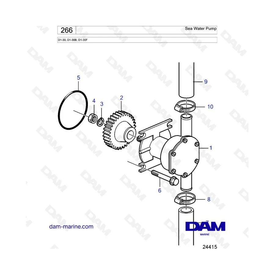 Volvo Penta D1 30 D1 30B D1 30F Sea Water Pump Dam Marine