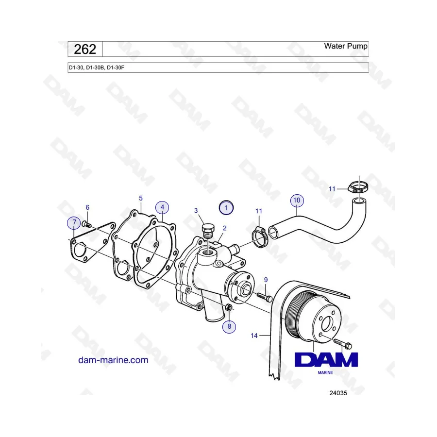 Volvo Penta D1 30 D1 30B D1 30F Water Pump