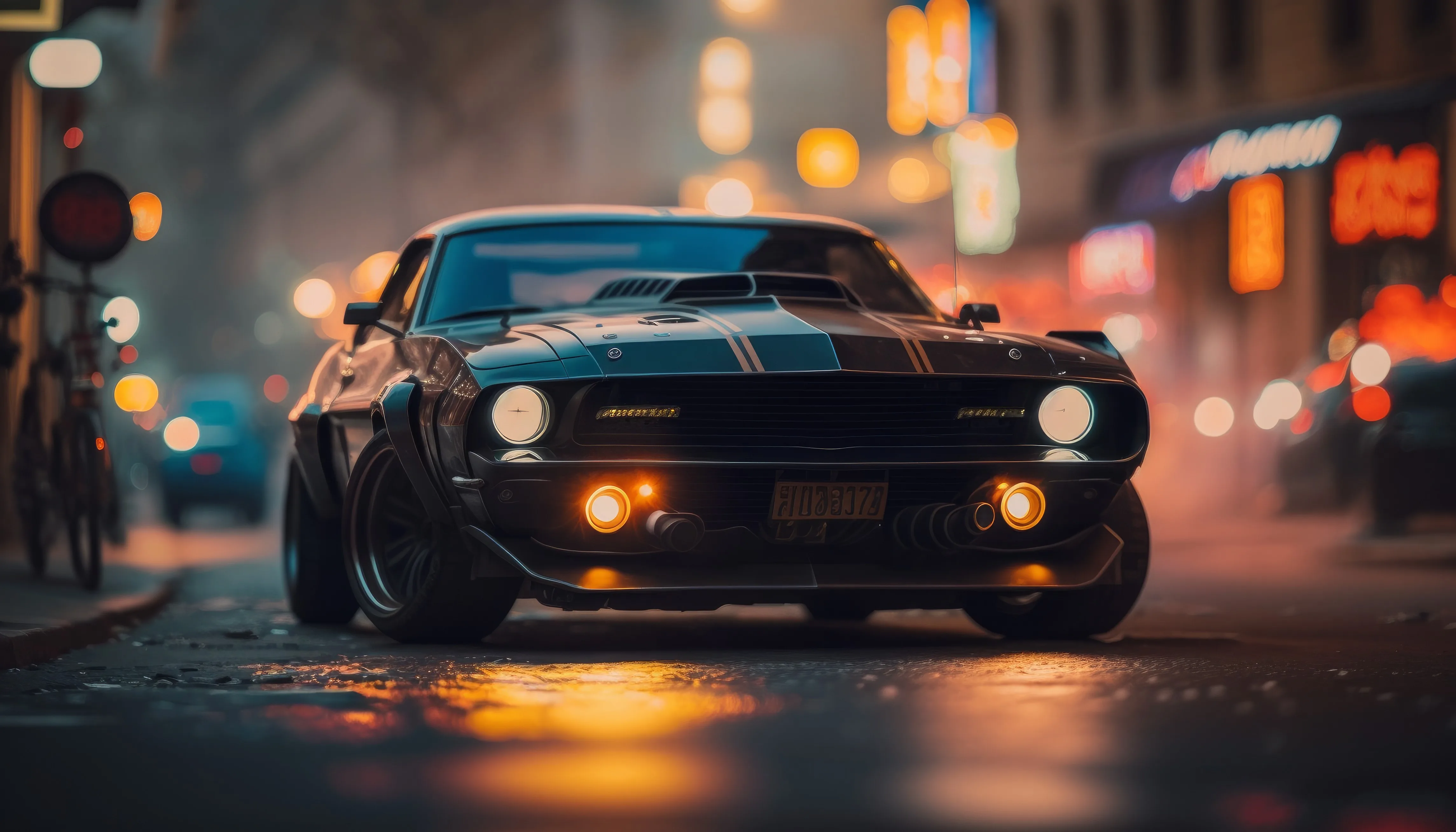 Wallpaper Ai Art Muscle Cars Street City Bokeh 4579X2616 Alx 2226394 Hd Wallpapers