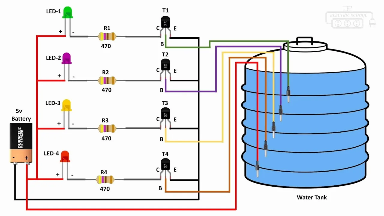 Water Level Indicator Circuit Diagram With Buzzer Water Leve