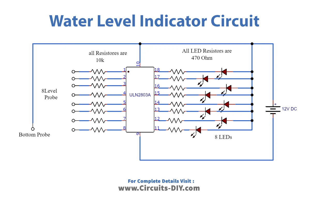 Water Level Indicator With Ic Uln2803