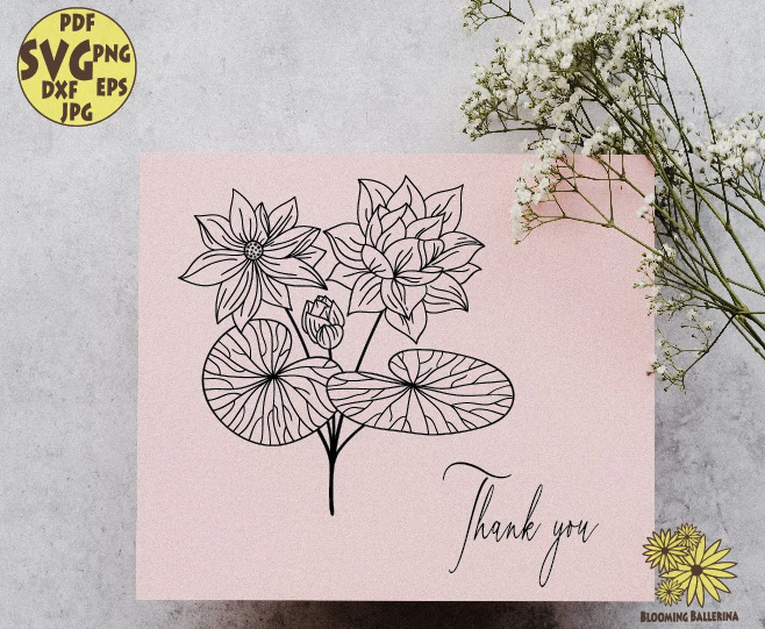 Water Lily Flower Bouquet Svg File July Birth Month Flower Etsy Lily Flower Birth Month