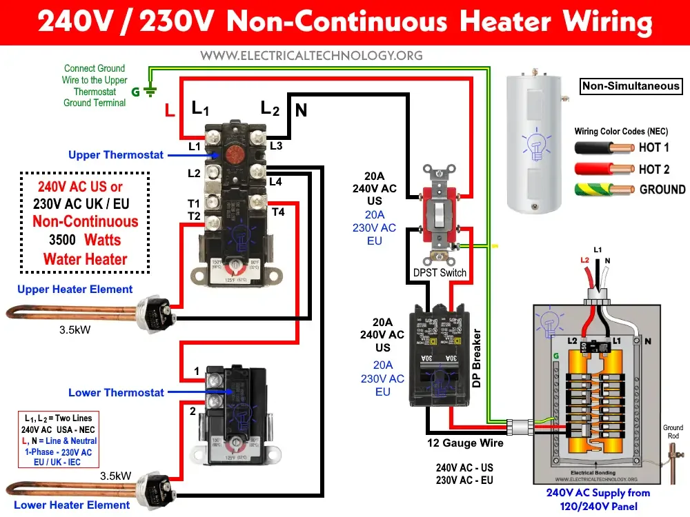 Wiring A 240 Volt Water Heater 240 Volt Heater Wiring Diagra