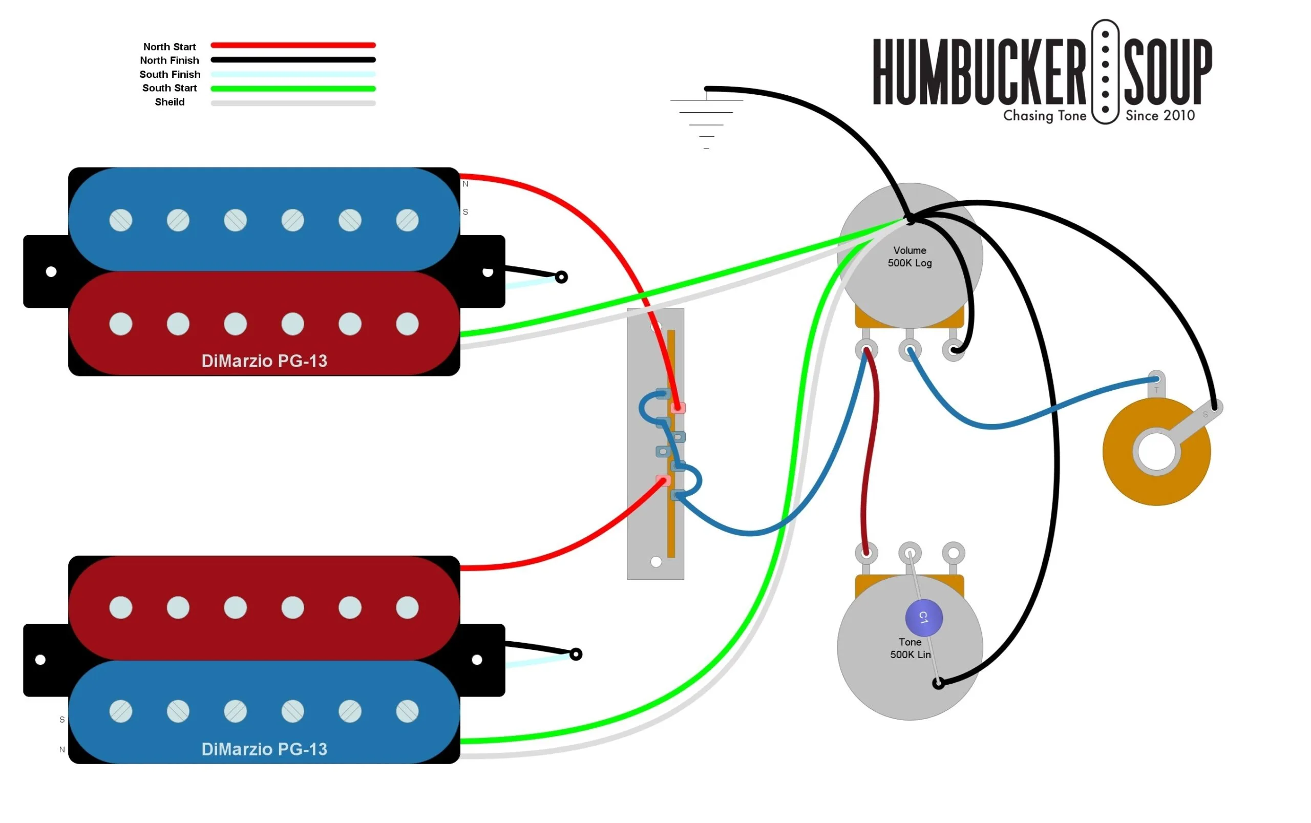 Wiring Diagram Dimarzio Pg 13 Hh 1X Volume 1X Tone Blade Switch Humbucker Soup