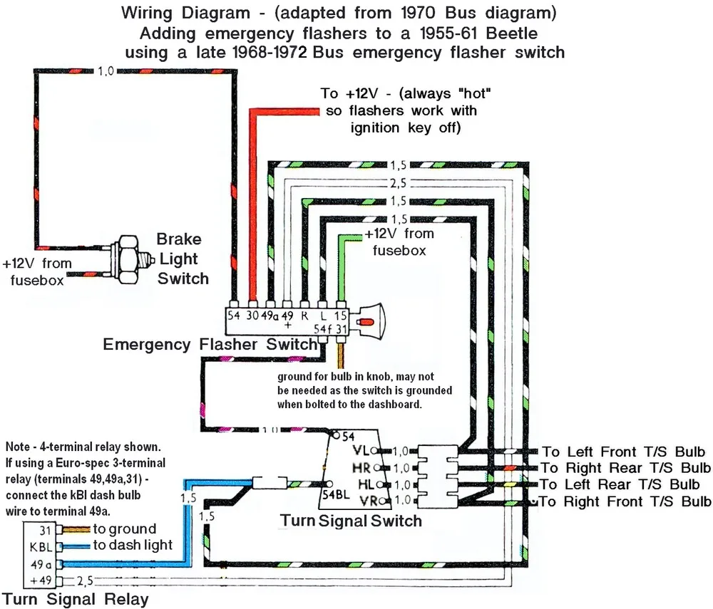 Wiring Diagram For 1969 1970 And 1971 Volkswagen Beet