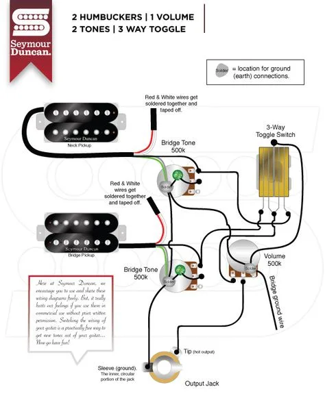 Wiring Diagram For 2 Humbucker Guitar With 3 Way Import Lever Switch 1 Volume 1 Tone Database