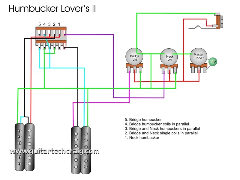 Wiring Diagram For 2 Humbucker Guitar With 3 Way Import Lever Switch 1 Volume 1 Tone Database