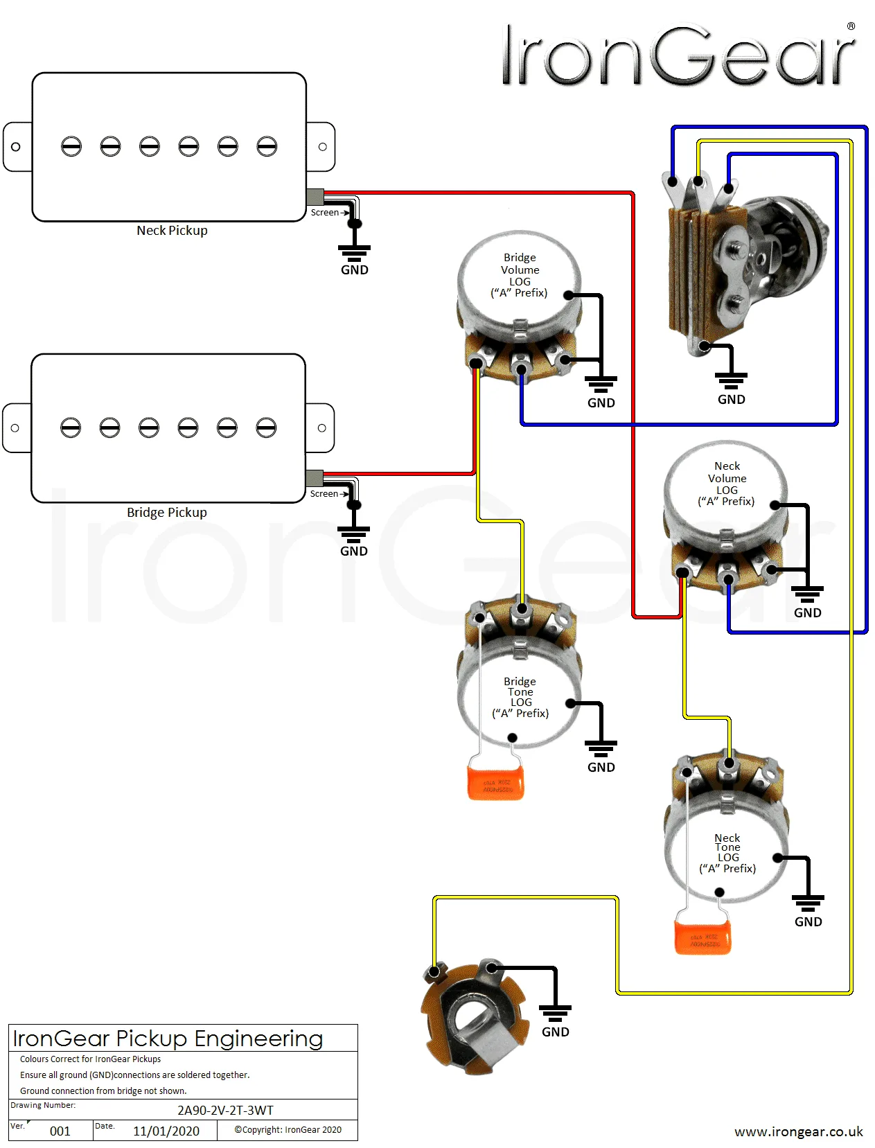 Wiring Diagram For 2 Humbucker Guitar With 5 Way Import Lever Switch Database
