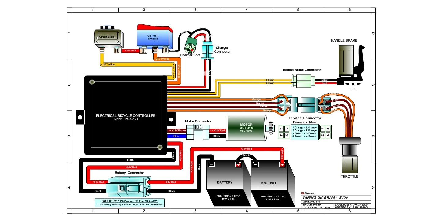Wiring Diagram For Razor E100 Electric Scooter Wiring Diagram