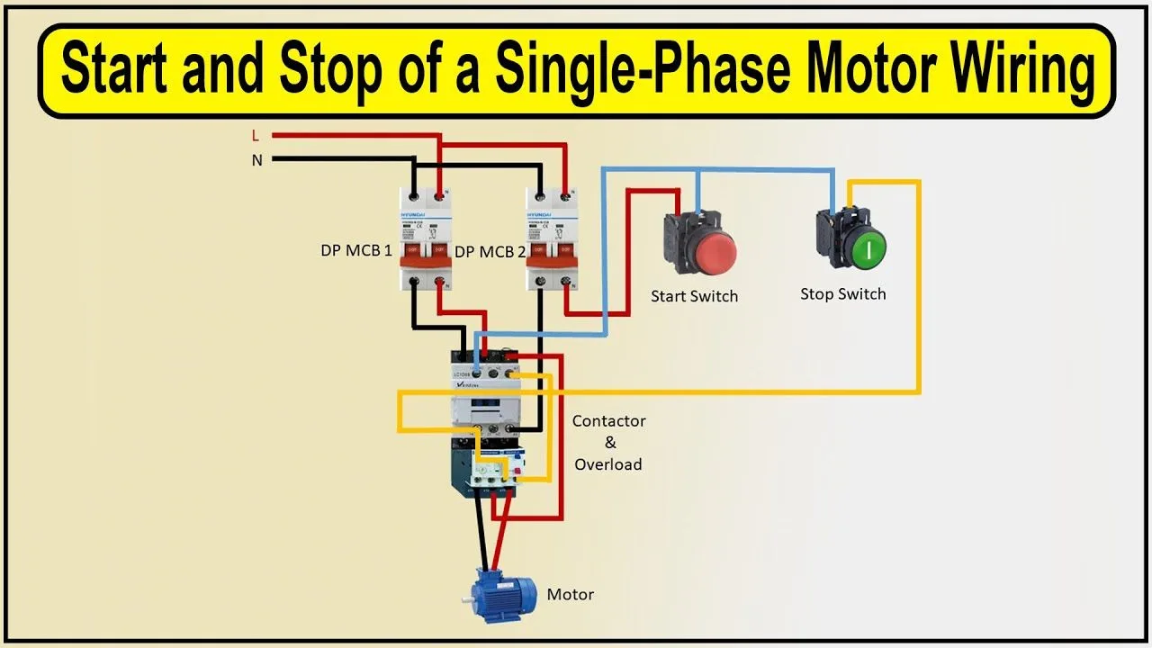 Wiring Diagram For Single Phase Motor With Start And Stop Switches