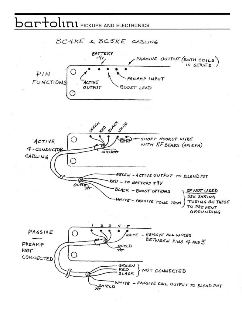 Wiring Diagrams Bartolini Pickups Electronics