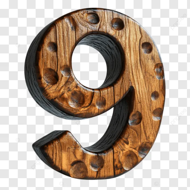 Wooden Number 9 With Holes Wooden Number Number 9 Wooden Number Design Png Transparent Image