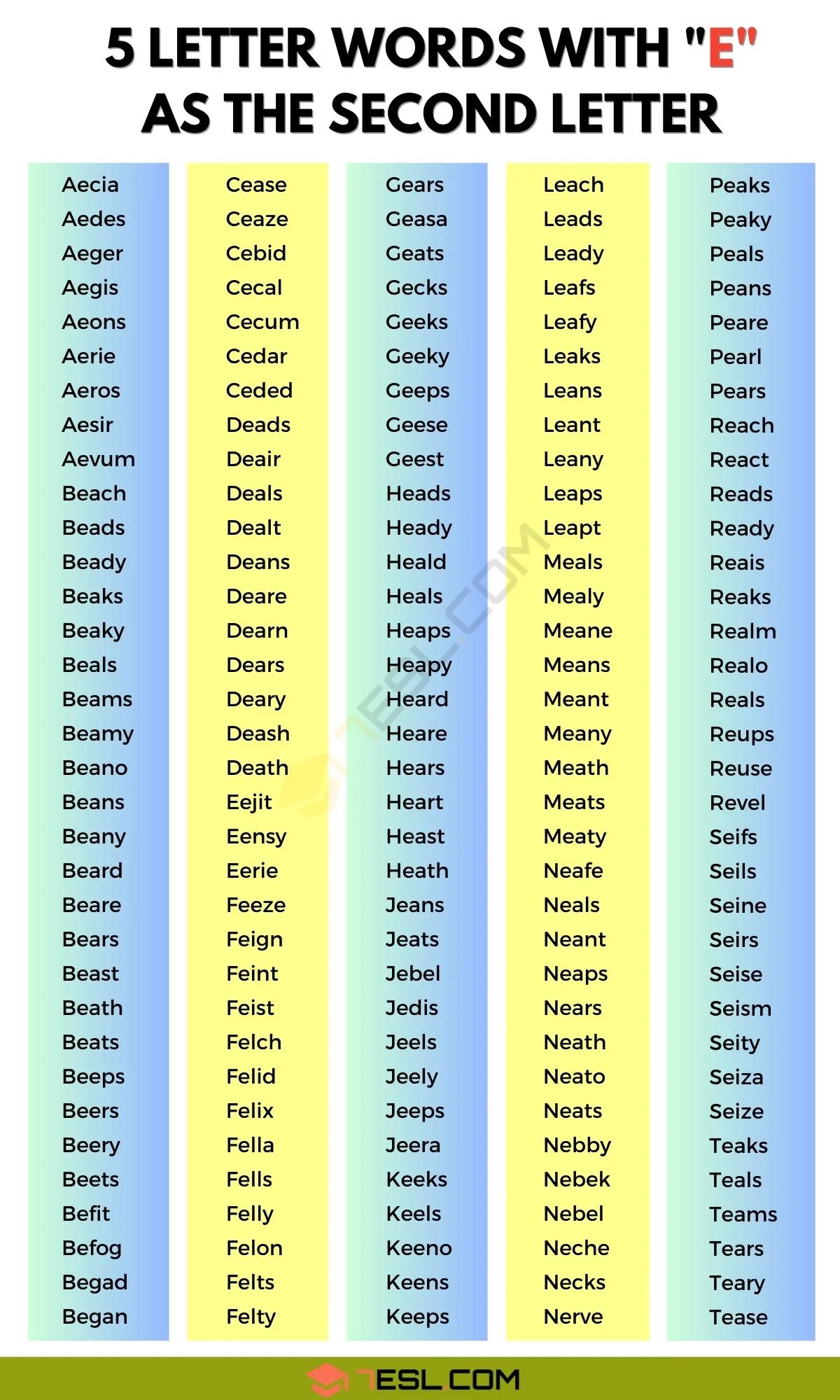 Words With A L And E