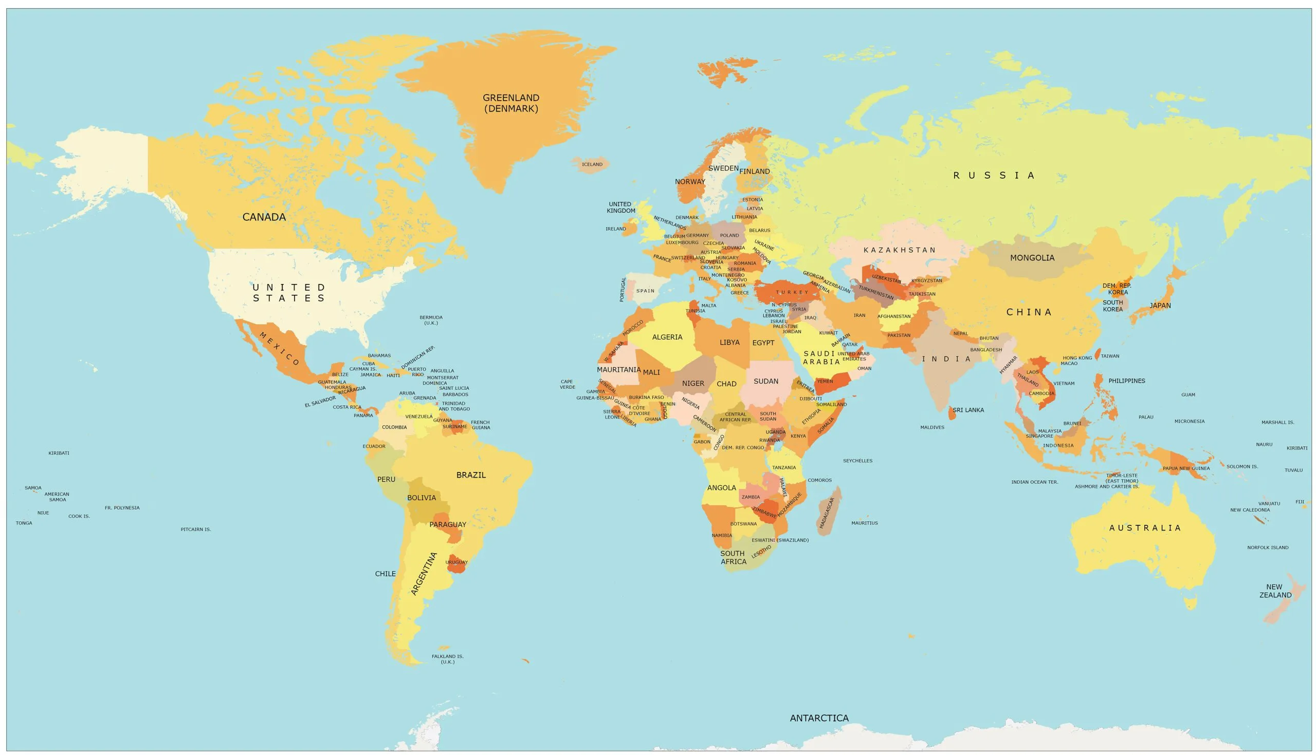 World Map With Countries Gis Geography