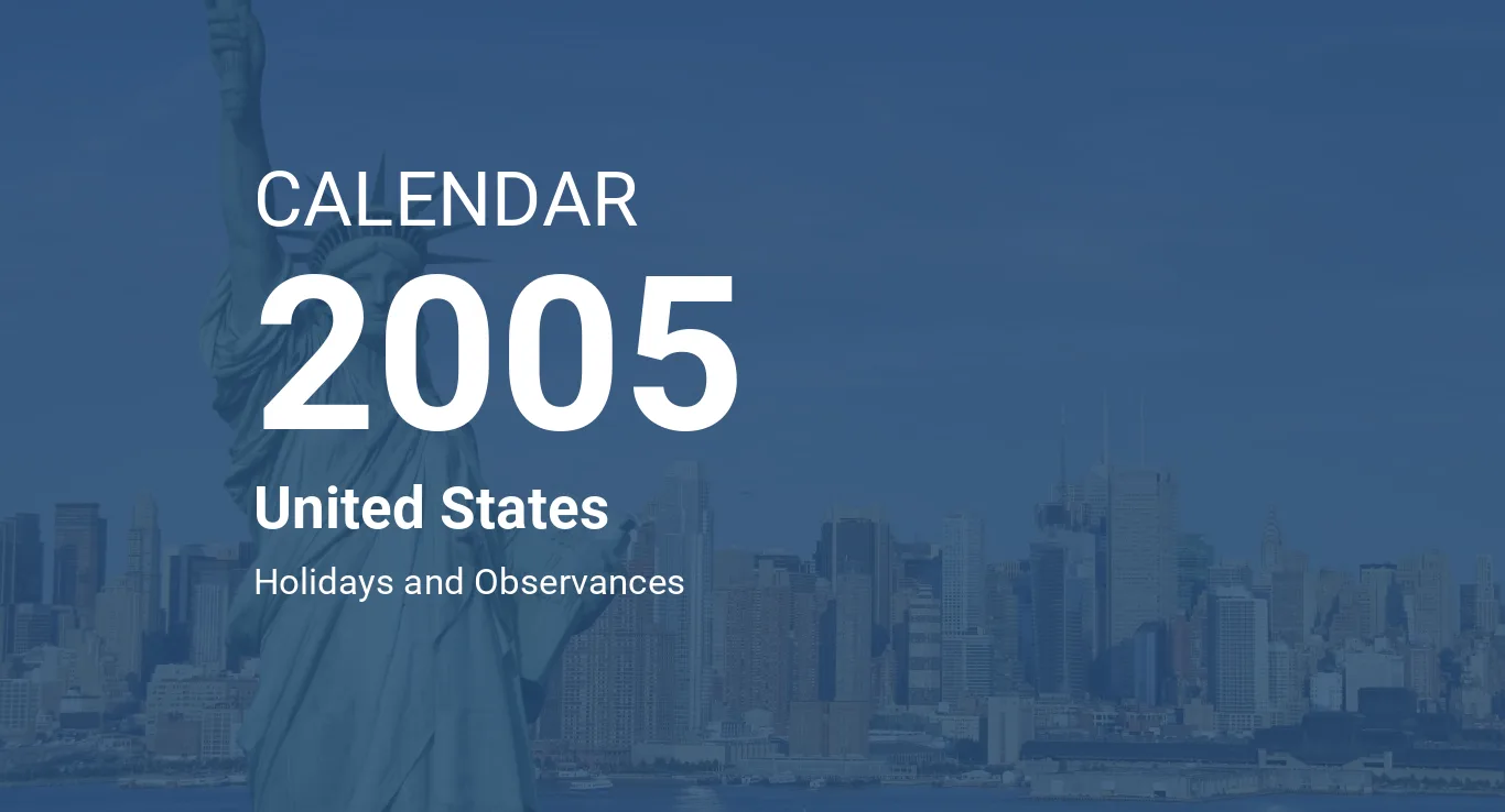 Year 2005 Calendar United States