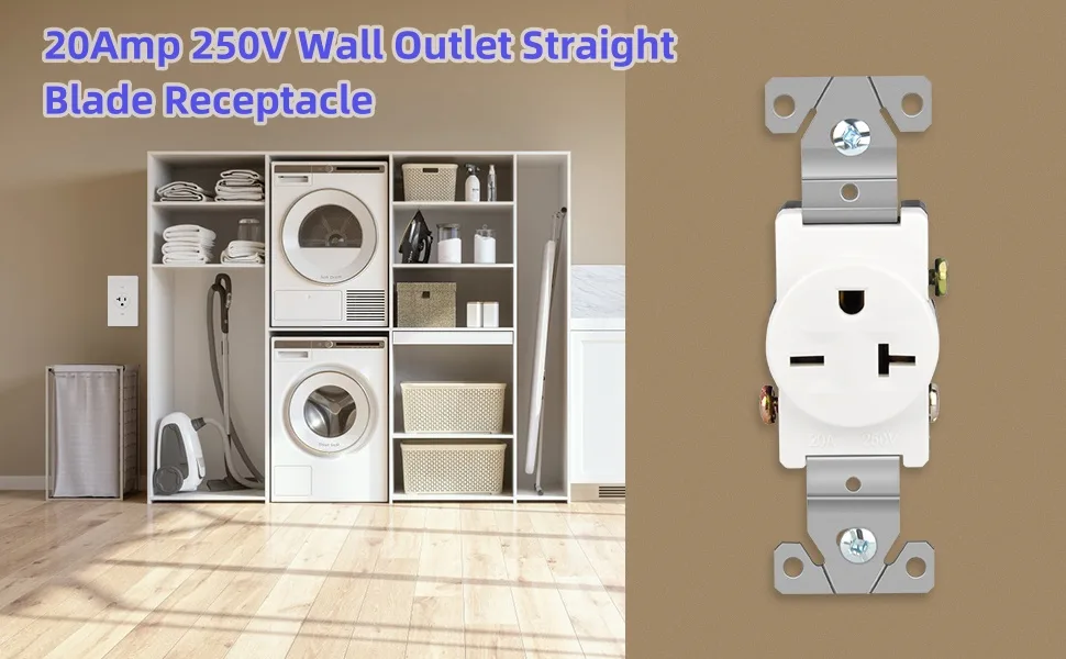 Yedrop Single Electrical Receptacle 20Amp 250V Wall Outlet Straight Blade Nema 6 20R Nema 6
