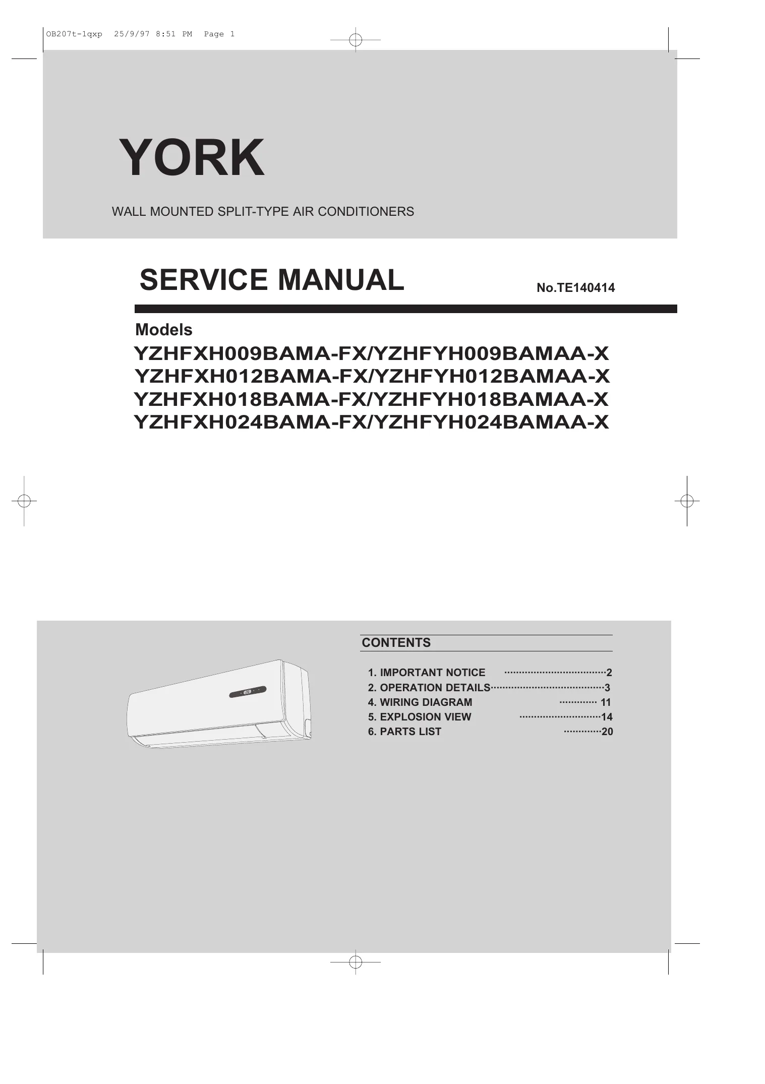 York Wiring Diagrams Air Conditioners