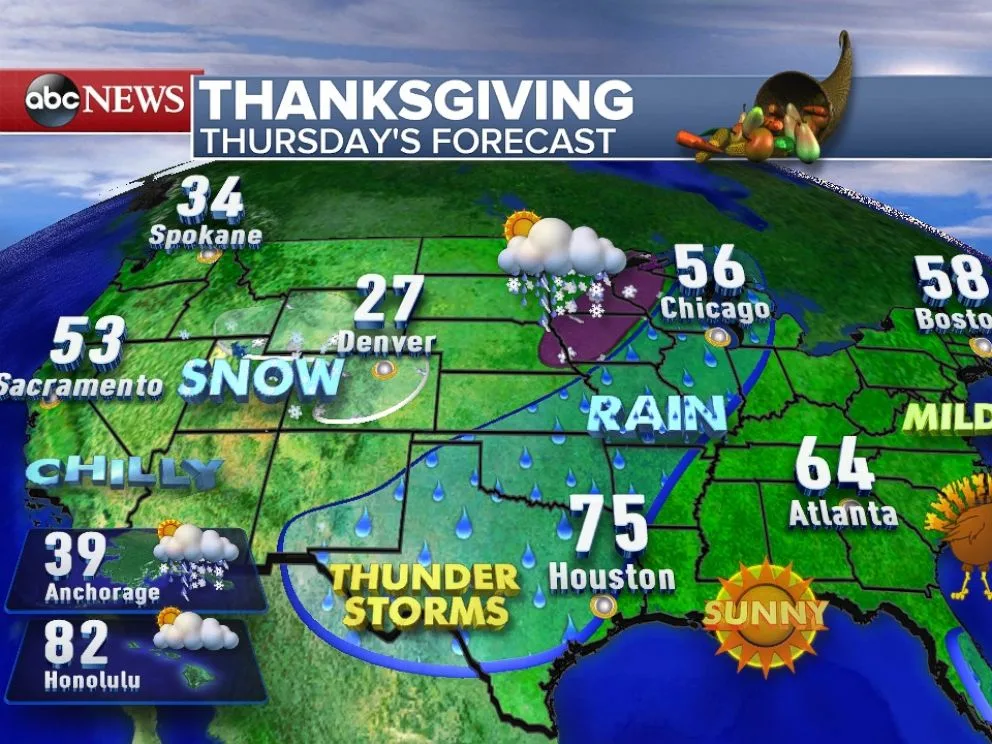 Your Thanksgiving Weather Forecast Abc News