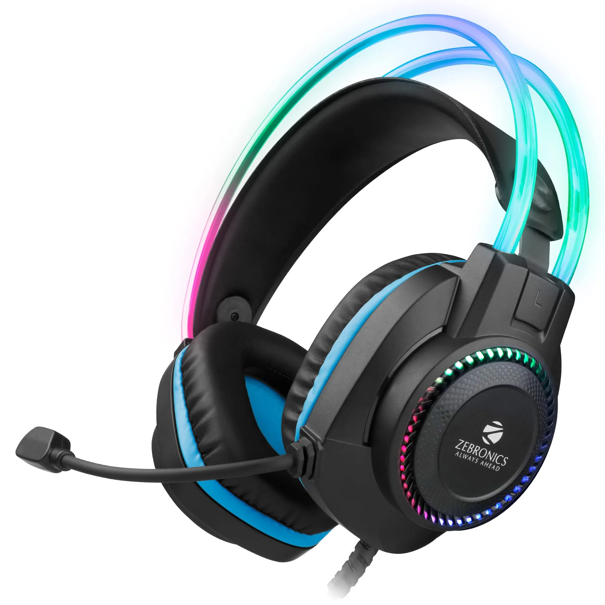 Zebronics Jet Pro Premium Wired Gaming On Ear Headphone With Led For Headband Earcups 40Mm